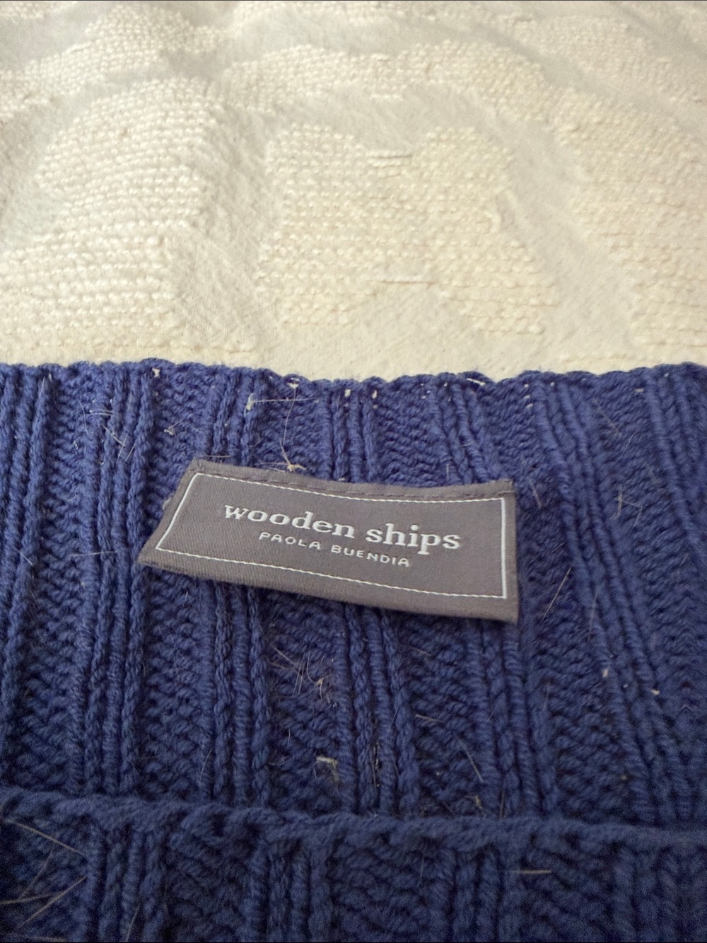 Wooden Ships Navy & Cream Striped Cowl Neck Sweater
